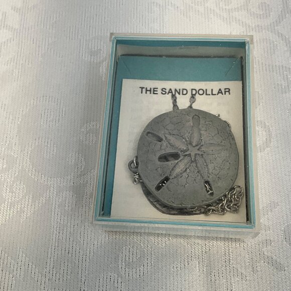 Hand-Polished Metal Sand Dollar Necklace Pewter - Picture 2 of 6